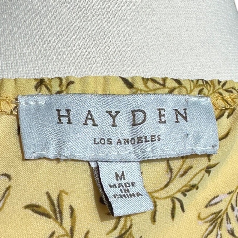 Hayden LA Peplum Smocked Square Neck Top 3/4 Flutter Sleeve Cottagecore Milkmaid - Picture 6 of 8